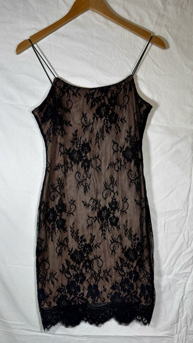 H&M Divided Black Lace Slip Dress Mini Women's Small Goth Club Whimsygoth